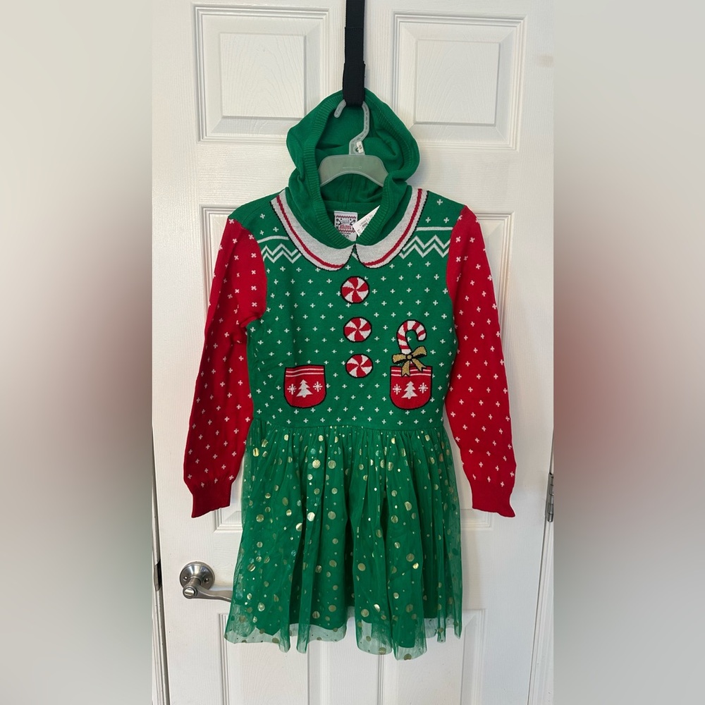 NEW Well Worn green red Holiday ugly Christmas sweater dress kids Large Plus